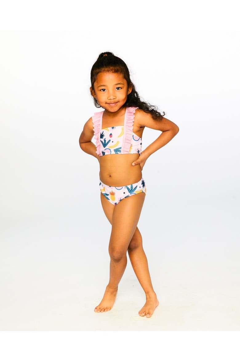 Two-Piece Ruffle Fruits Swimsuit, Alternate, color, Pink Printed Fruits