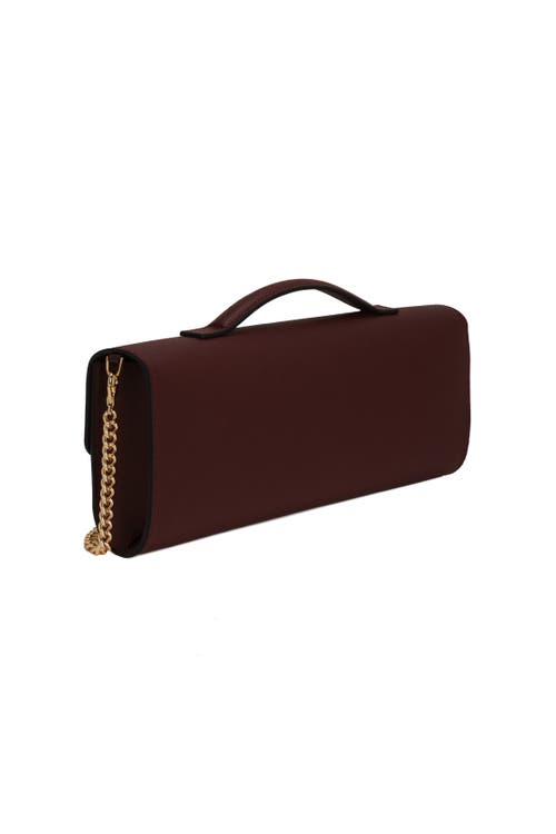 Gorski Top Handle Rectangle Leather Crossbody Bag In Burgundy