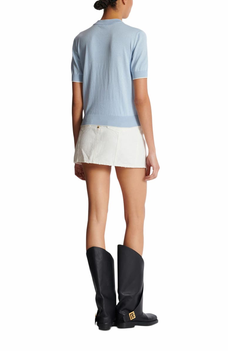 Balmain Emblème-Embroidered Knit Top, Alternate, color, 