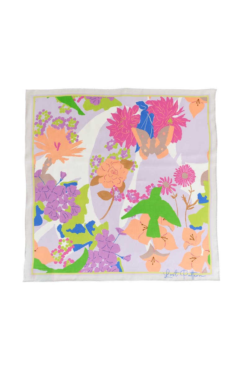 Lost Pattern FRIDA x LOST PATTERN "Frida's Garden" Silk Bandana Scarf, Main, color, Pink