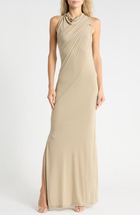 Wind Ruched Jersey Maxi Dress