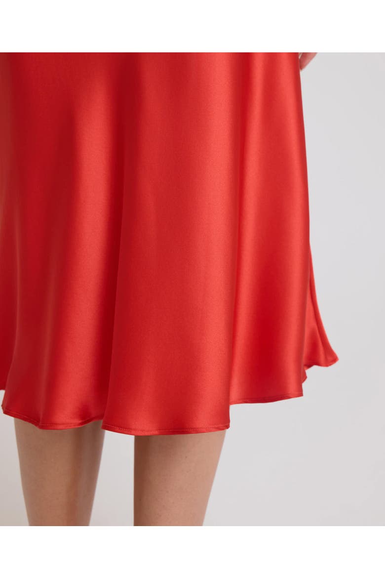 Beatrice Silk Satin Midi Slip Skirt, Alternate, color, Red