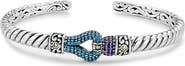 SAMUEL B. Sterling Silver & 18K Gold Blue Topaz & Amethyst Cuff Bracelet