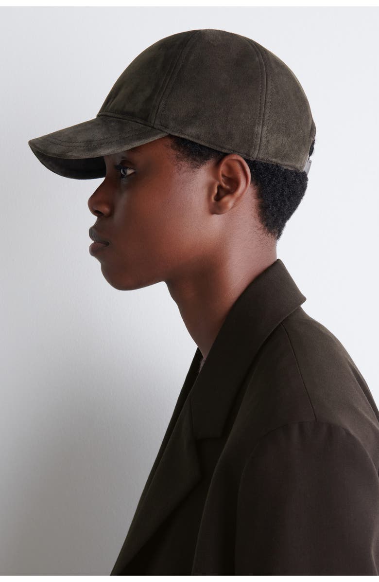 COS Suede Baseball Cap, Alternate, color, Chocolate