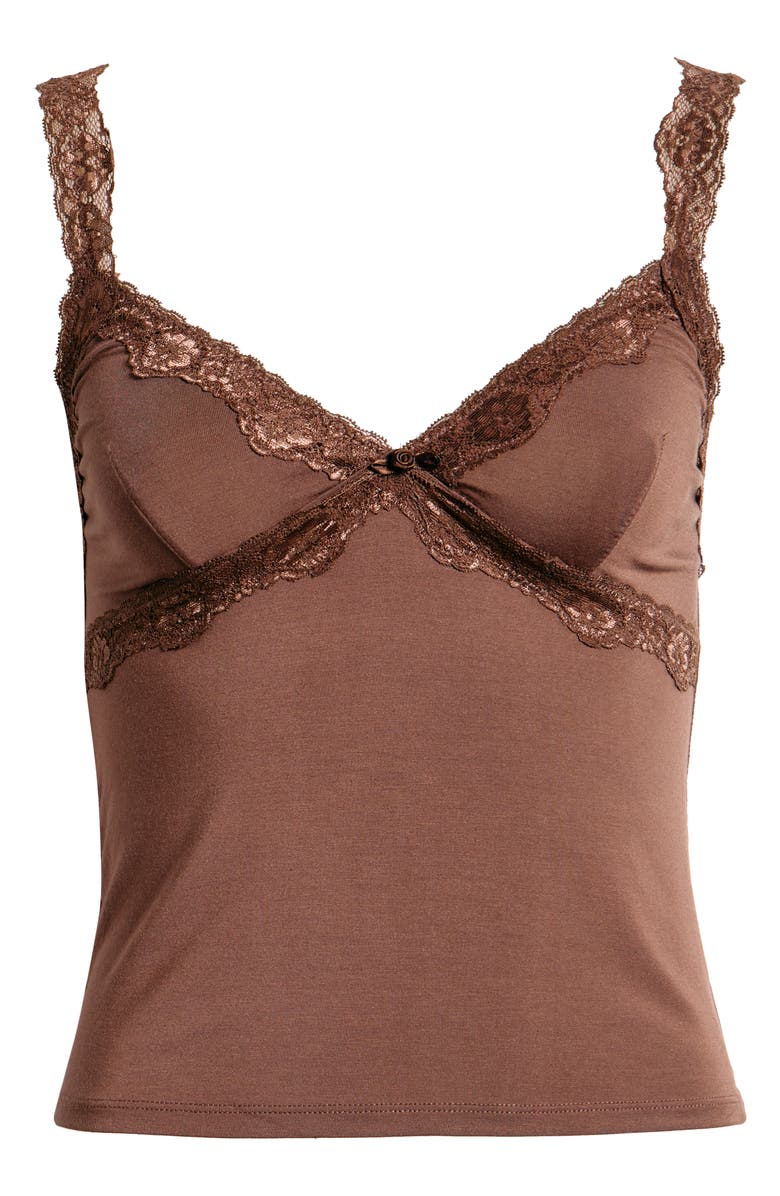 BDG Urban Outfitters Lace Trim Camisole, Alternate, color, Brown