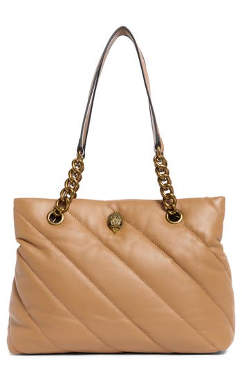 Kurt Geiger London Soho Quilted Leather Shopper In Light/pastel Brown