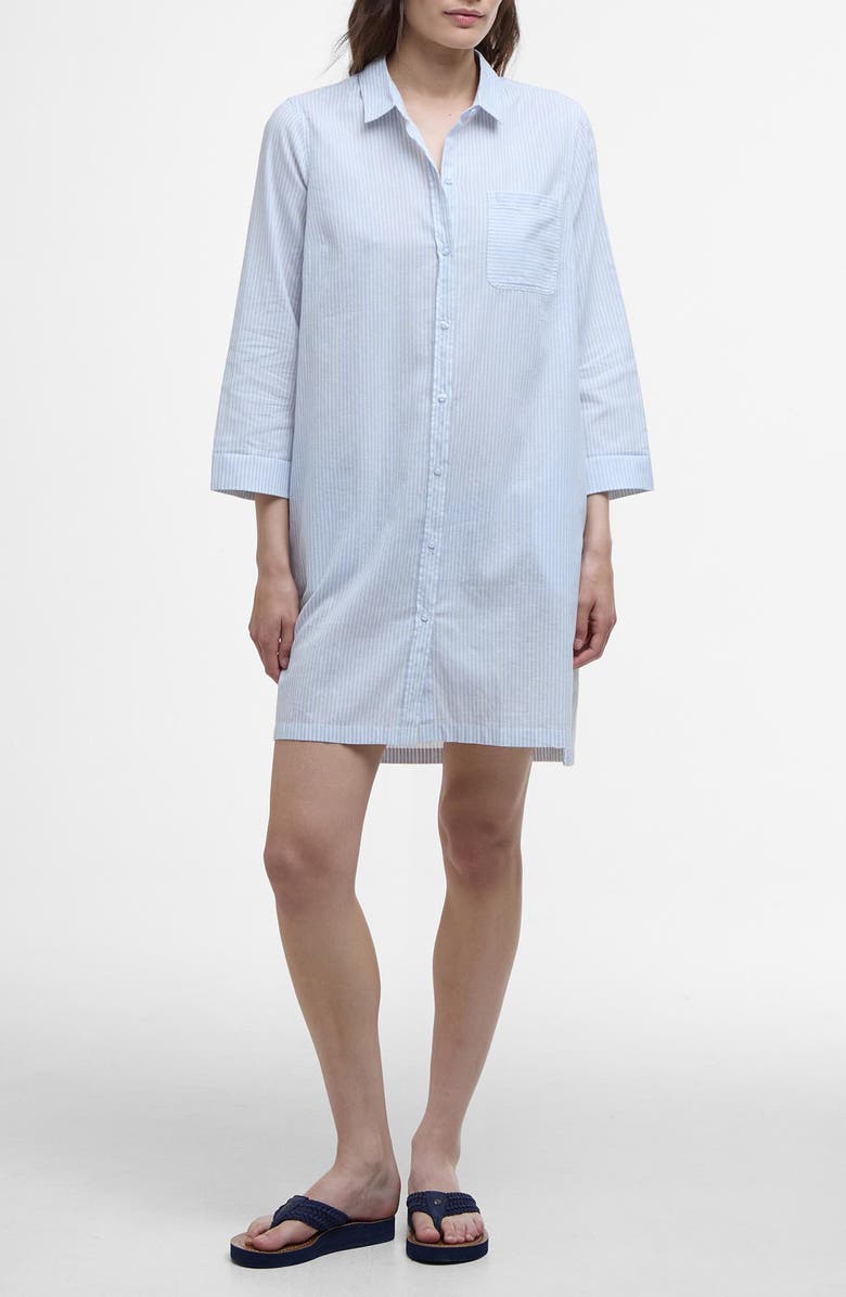 Barbour Seaglow Stripe Cotton & Linen Shirtdress, Main, color, 