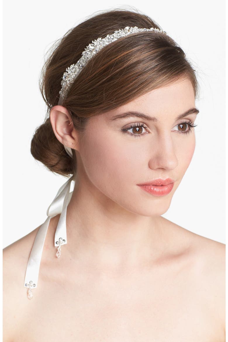 'Serena' Head Wrap, Main, color, SILVER/ CRYSTAL