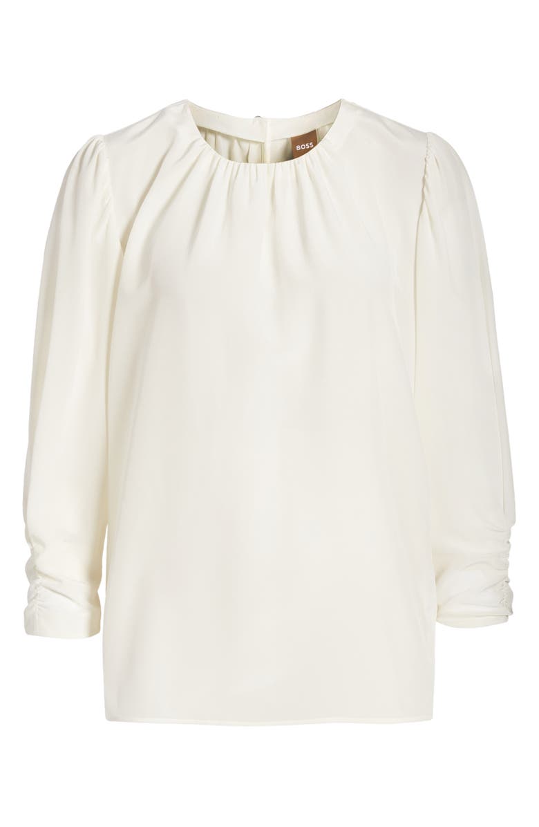 BOSS Bagana Silk Blouse, Alternate, color, Soft Cream