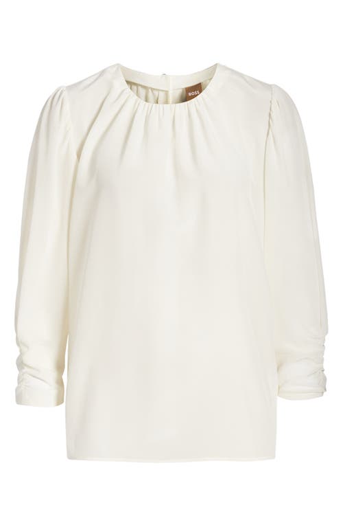 Hugo Boss Bagana Silk Top In Soft Cream