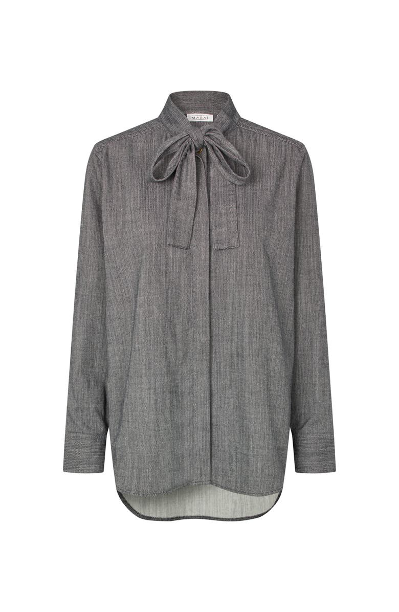 Masai Copenhagen Lannie Long Sleeve Neck Tie Shirt, Alternate, color, Dark Denim