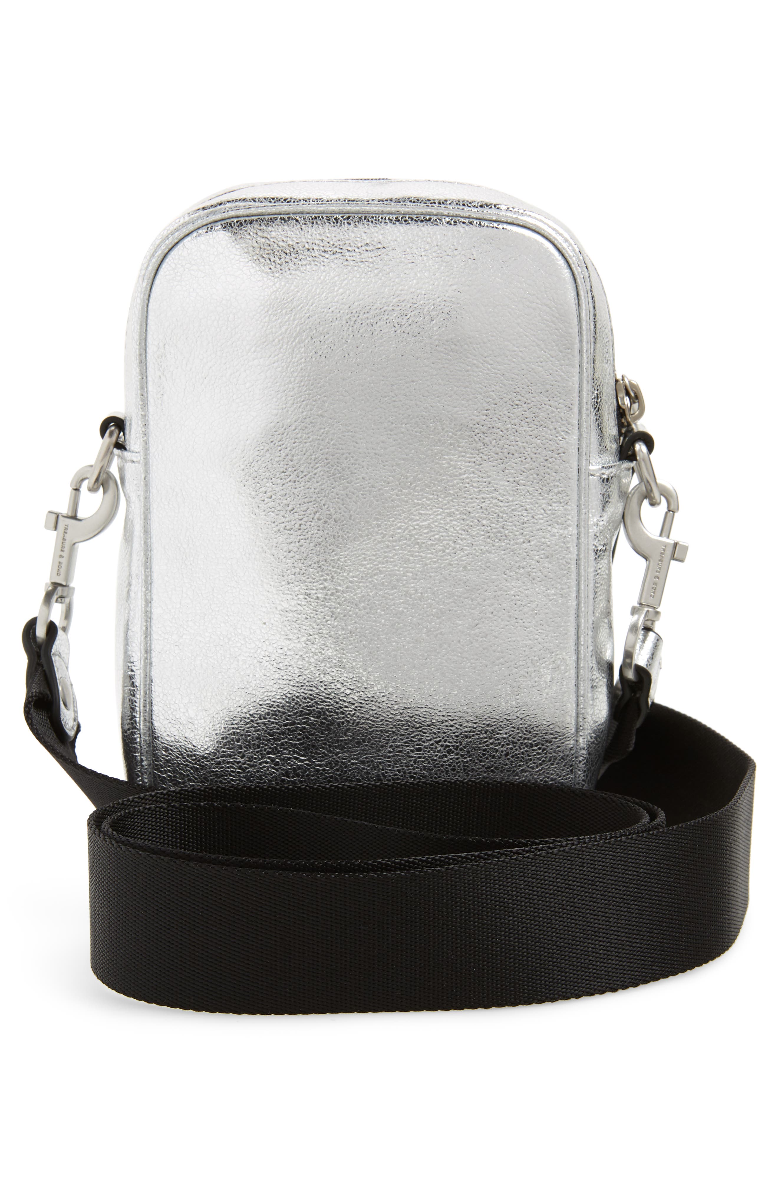 Murphy Metallic Leather Crossbody Bag, Alternate, color, SILVER