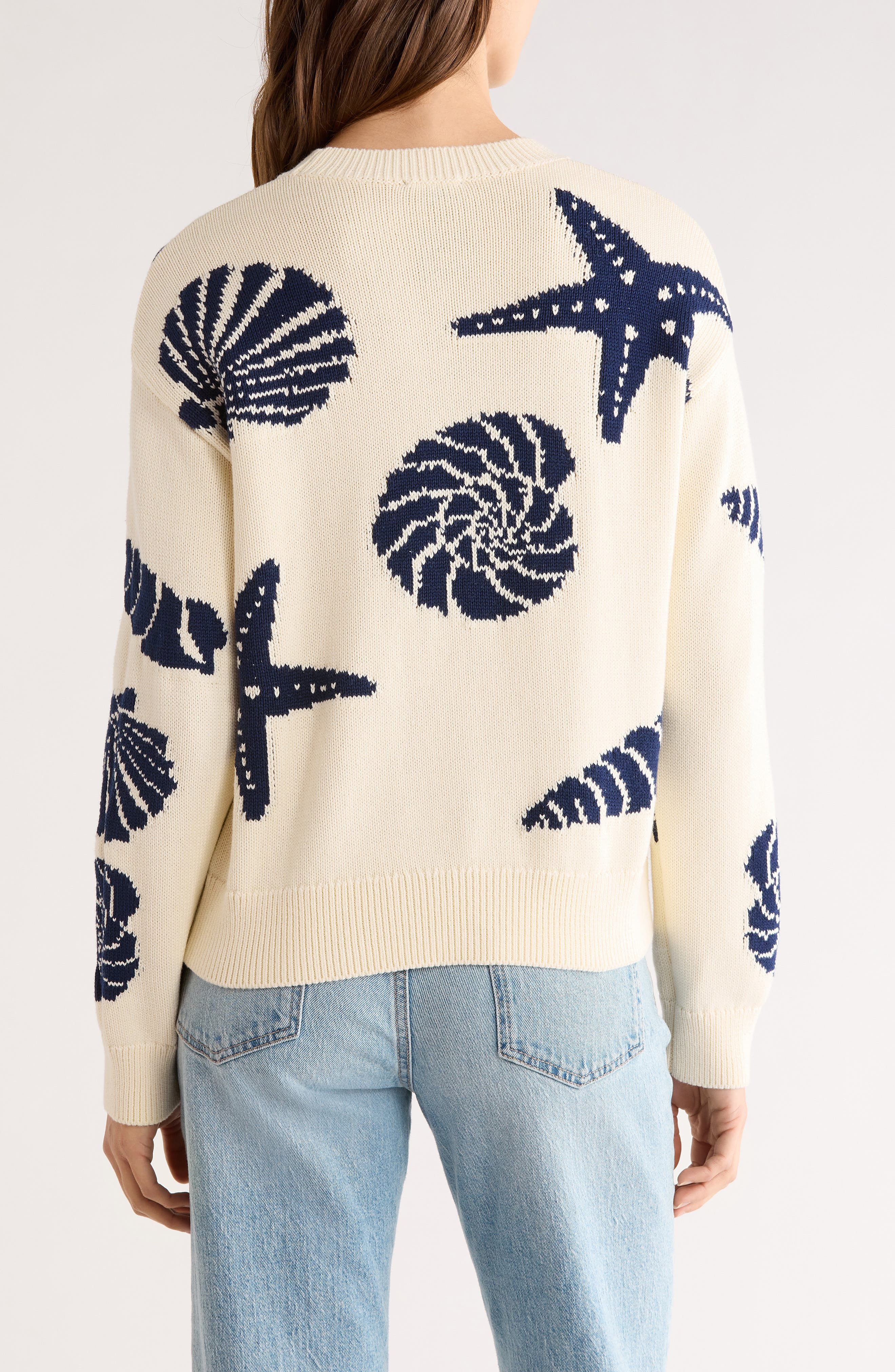 Zoey Seashell Intarsia Cotton Sweater (Women) | Nordstrom