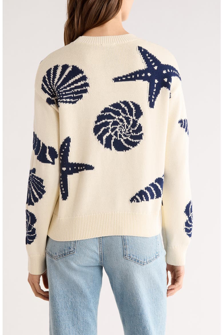 Zoey Seashell Intarsia Cotton Sweater, Alternate, color, SEASHELLS