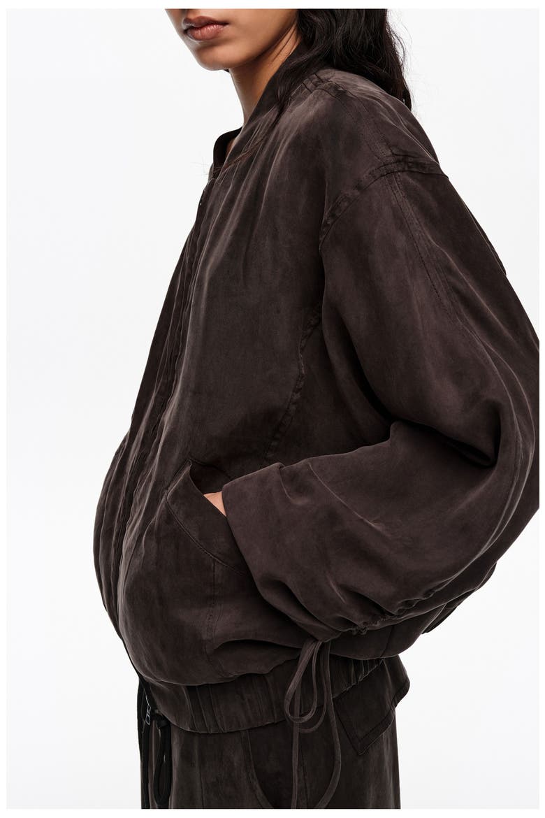 Washed Fluid Bomber Jacket, Alternate, color, WASHED BLACK