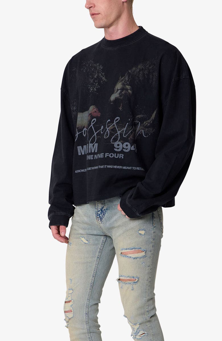mnml Oversize Cotton Graphic T-Shirt, Alternate, color, Black