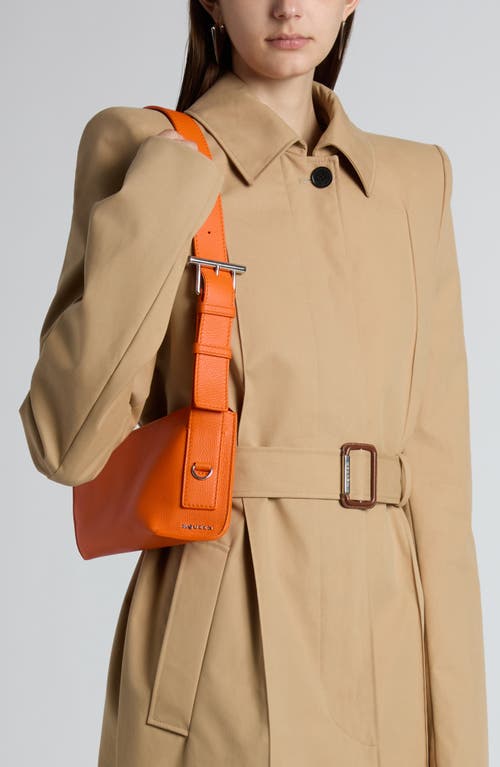 Alexander Mcqueen T-bar Sling Leather Crossbody Pouch In Orange/silver