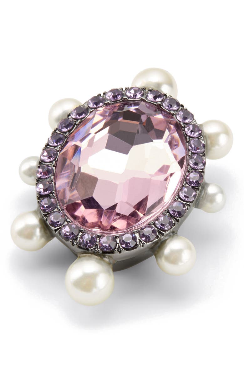 Kurt Geiger London Oval Crystal & Faux Pearl Stud Earrings, Alternate, color, Pink