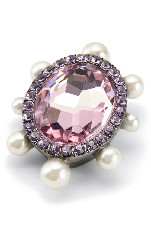 KURT GEIGER KURT GEIGER LONDON OVAL CRYSTAL & FAUX PEARL STUD EARRINGS