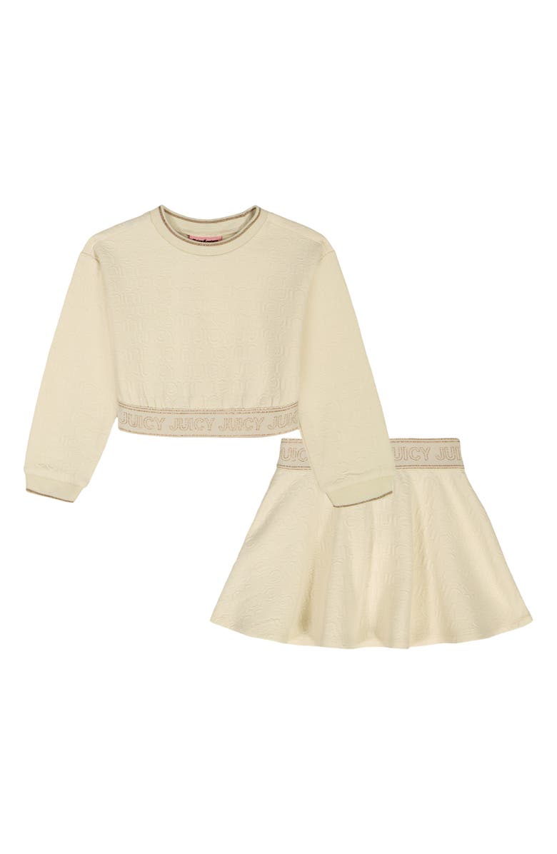 Juicy Couture Kids' Pullover & Skirt Set, Main, color, Ivory