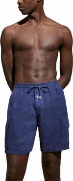 Vilebrequin Men's Linen Bermuda Cargo Pockets Shorts