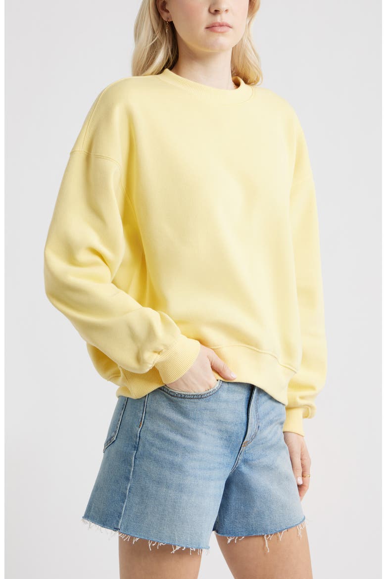 Relaxed Cotton Blend Sweatshirt, Alternate, color, YELLOW BEGONIA
