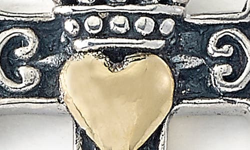 Samuel B. Gold Heart Cross Pendant In Silver And Gold