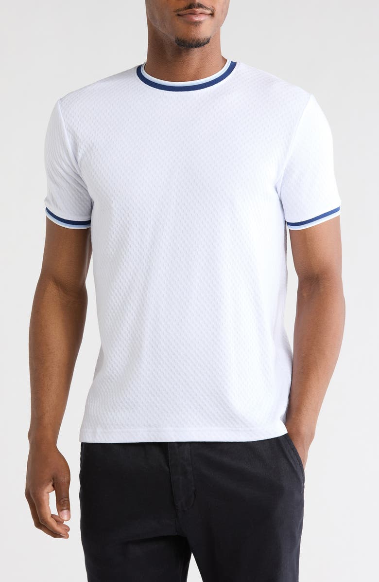DENIM AND FLOWER Tipped Textured Crewneck T-Shirt, Main, color, White