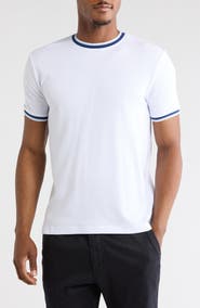 DENIM AND FLOWER Tipped Textured Crewneck T-Shirt