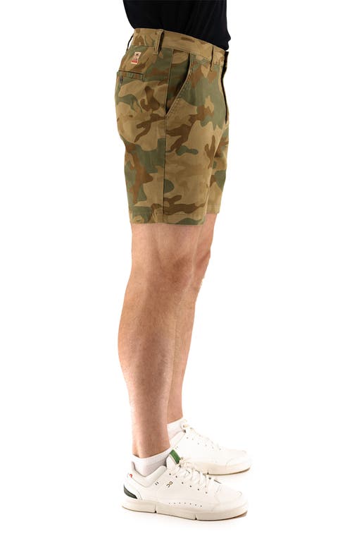 Devil-dog Dungarees Camo Print 7-inch Performance Stretch Chino Shorts In Dusty Camo