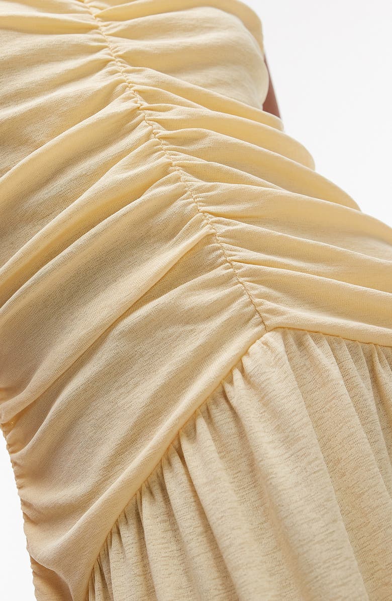 Topshop Ruched Drop Waist Maxi Dress, Alternate, color, Buttermilk
