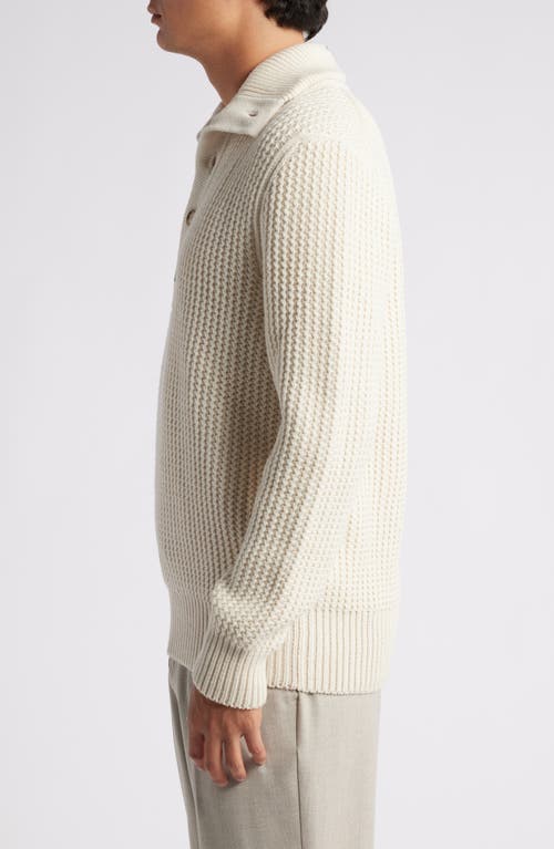 HUGO BOSS BOSS EXMAIMO HALF BUTTON VIRGIN WOOL SWEATER