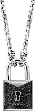 EFFY Men's Sterling Silver Spinel Lock Pendant Necklace