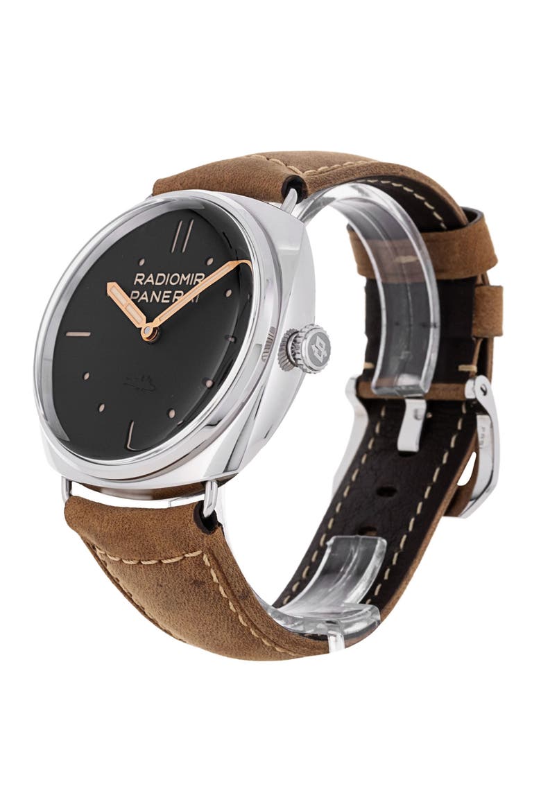 Panerai Preowned 2013 Radiomir Manual Leather Strap Watch, 47mm, Alternate, color, BLACK/ BROWN