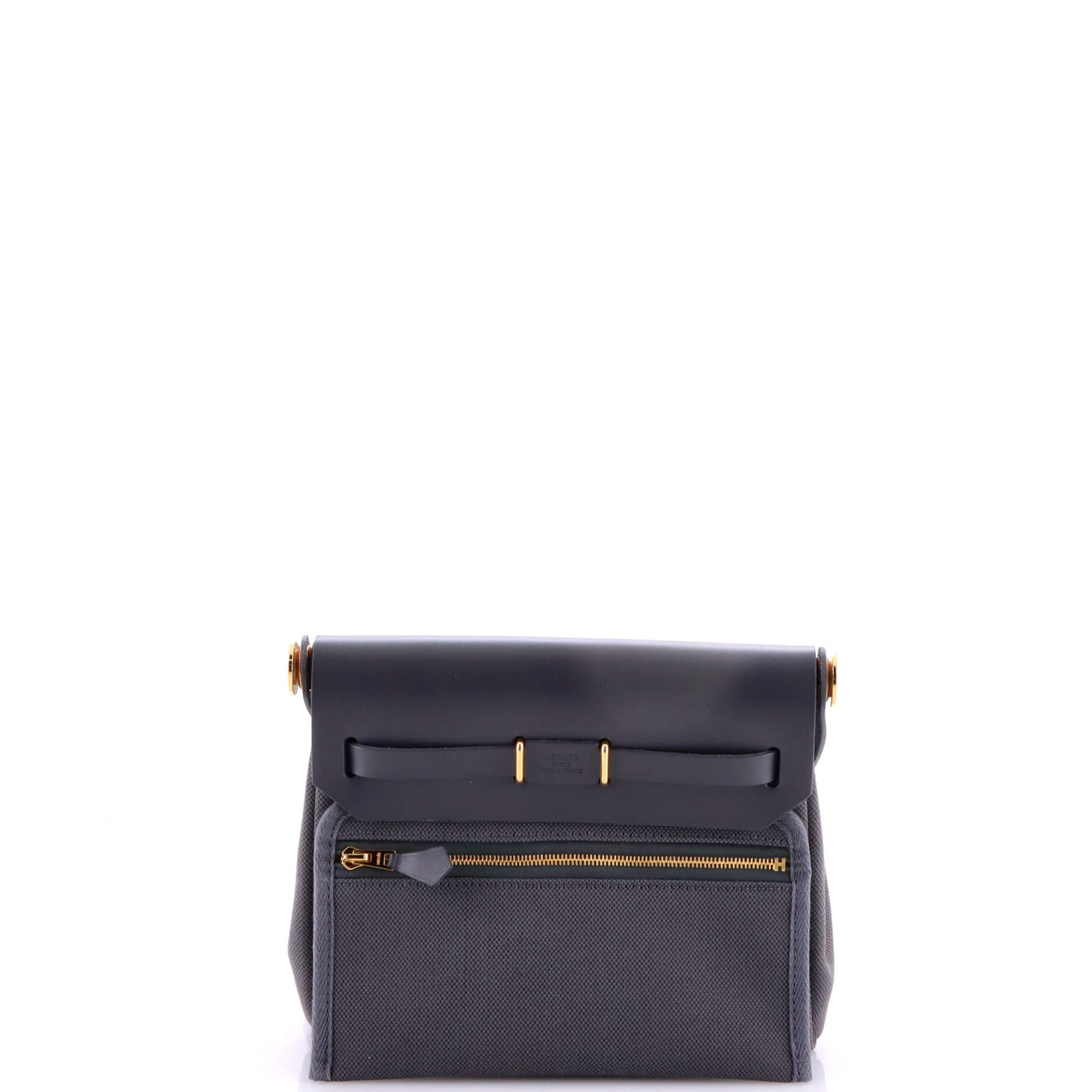 Pre-Owned Hermes Herbag Zip Toile and Leather 20, Alternate, color, Gris Misty