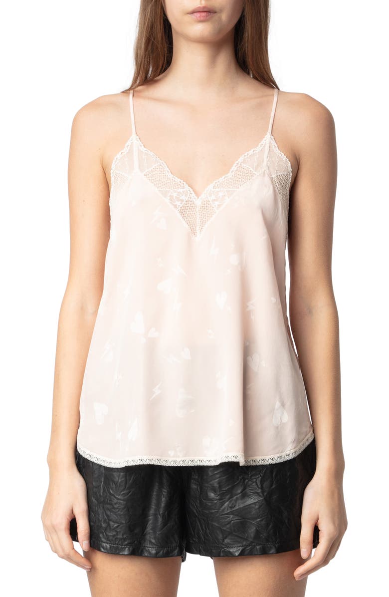 Zadig & Voltaire Christy Jac Flash Heart Silk Camisole, Main, color, 
