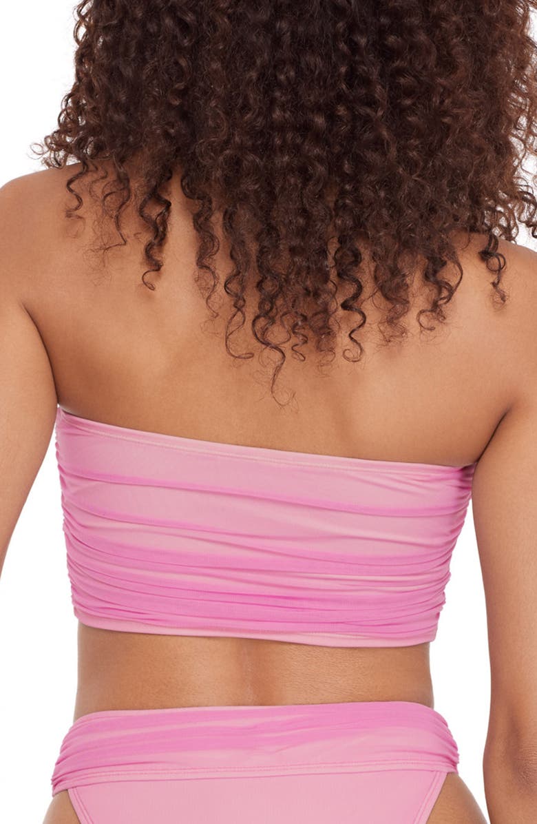 Steve Madden Faux Pearl Keyhole Strapless Bikini Top, Alternate, color, Orchid