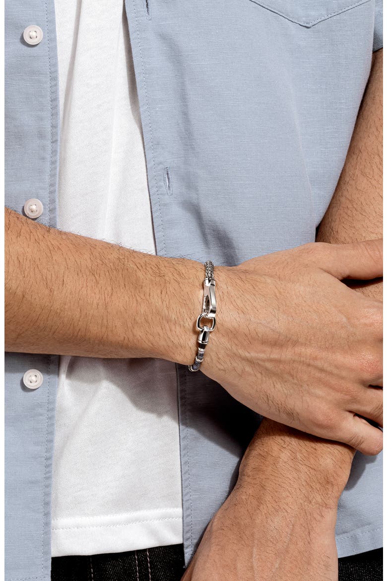 Men's Heishi & Chain Bracelet, Alternate, color, SILVER