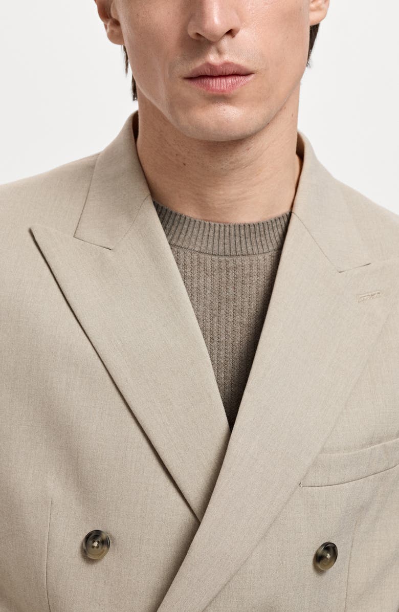 MANGO Slim Fit Double Breasted Blazer, Alternate, color, Beige