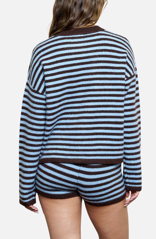 Blu Pepper Stripe Cardigan In Blue