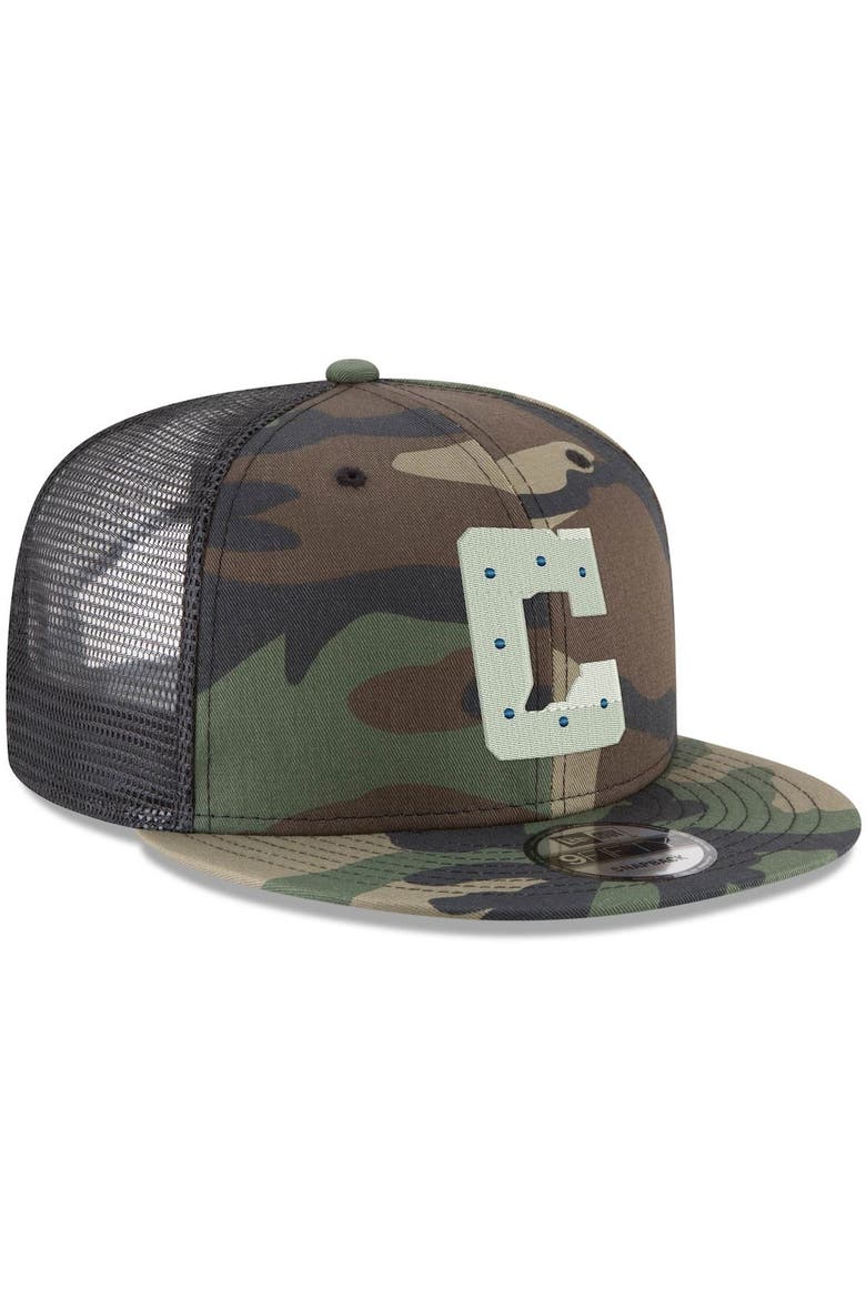 Men's New Era Indianapolis Colts NFL Woodland Camo 9FIFTY Snapback Adjustable Trucker Hat, Alternate, color, Camo
