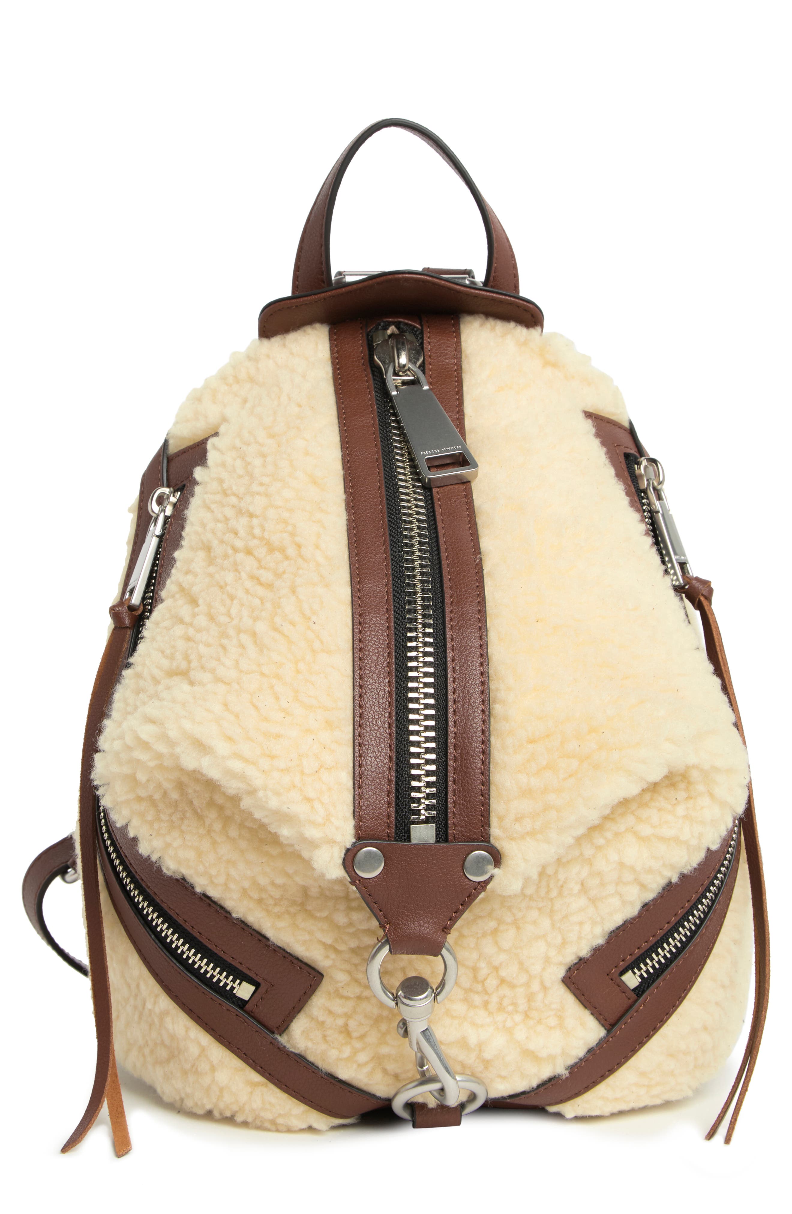 Rebecca Minkoff Julian Faux Fur Backpack, Main, color, 