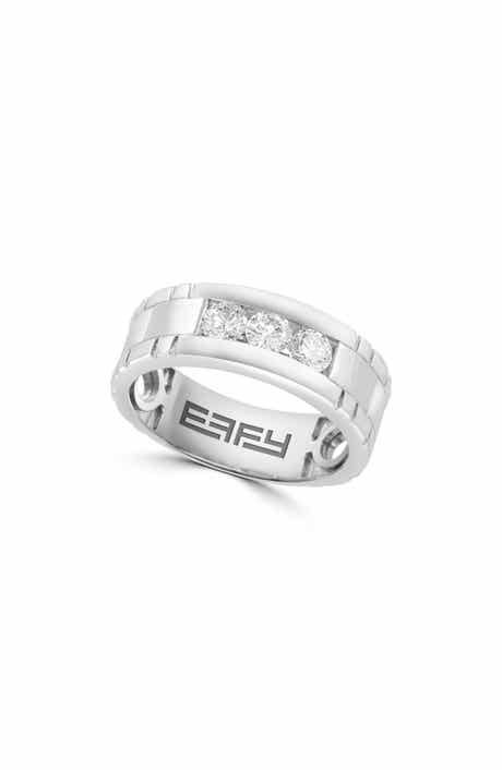 Three-Stone Diamond Sterling Silver Band Ring