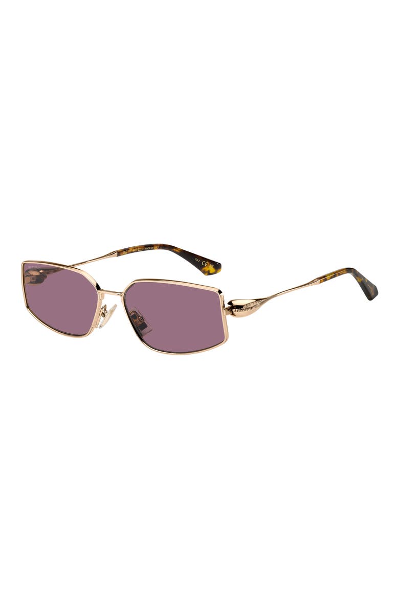 59mm Rectangular Sunglasses, Alternate, color, ROSE GOLD/ BURGUNDY