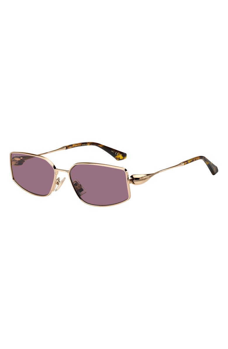 Etro 59mm Rectangular Sunglasses, Alternate, color, Rose Gold/ Burgundy