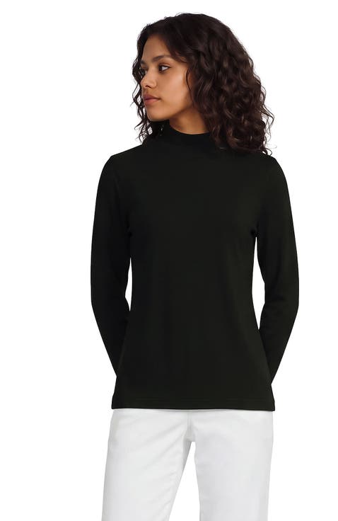 Relaxed Cotton Long Sleeve Mock Turtleneck