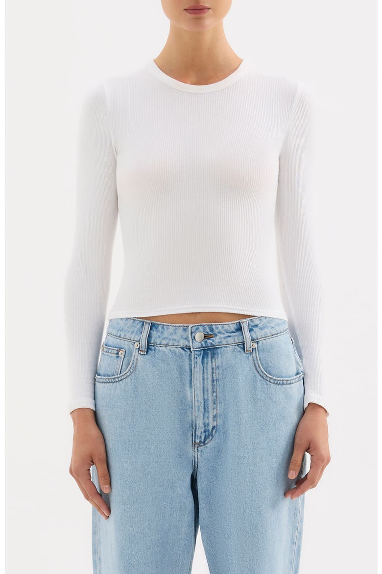 Rib Ls Tee, Main, color, White