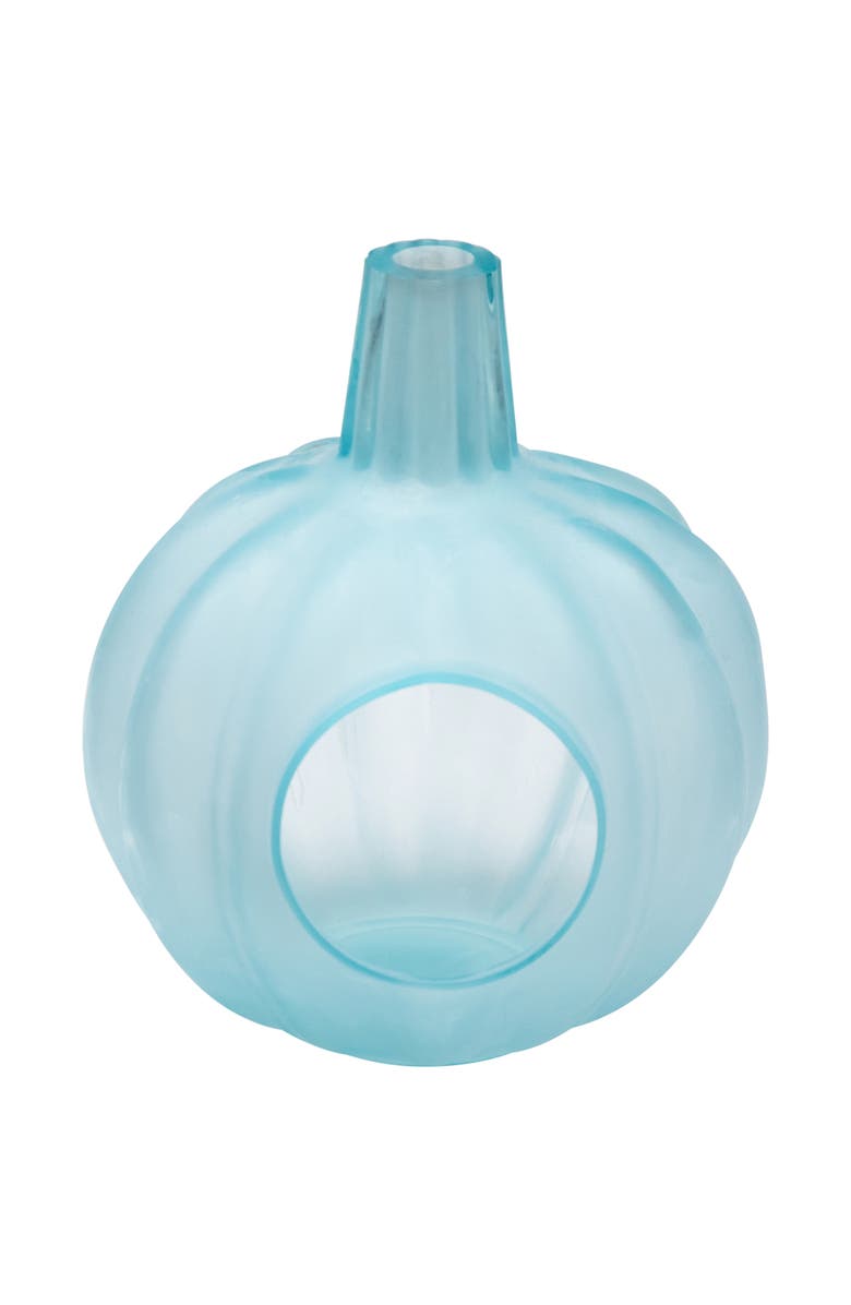 Northlight Transparent Glass Pumpkin Candle Holder - 9" - Blue, Alternate, color, Blue