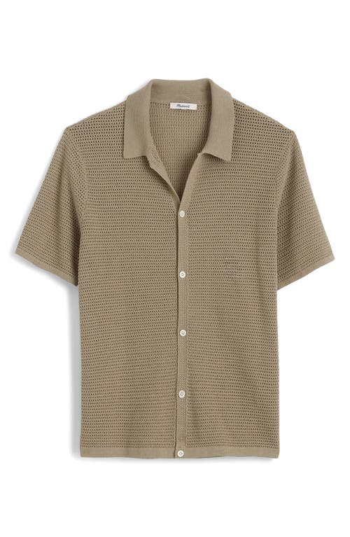 Madewell Short Sleeve Open Stitch Cotton Button-up Shirt In Brown