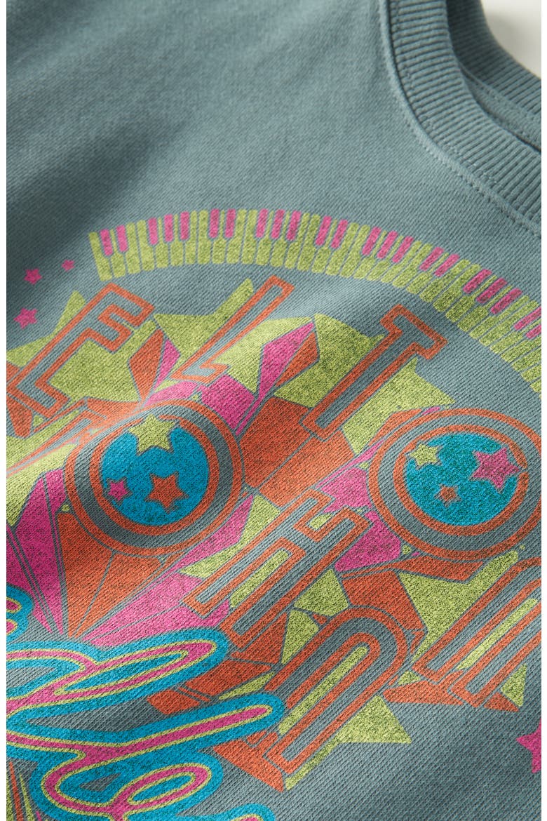 Kids' Graphic Raw Hem Crop Crewneck Sweatshirt, Alternate, color, GREEN BALSAM ELTON